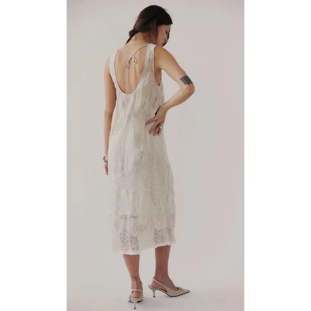 NEW FREE PEOPLE STONE MANY MOONS LACE SLIP MIDI DRESS SZ XS